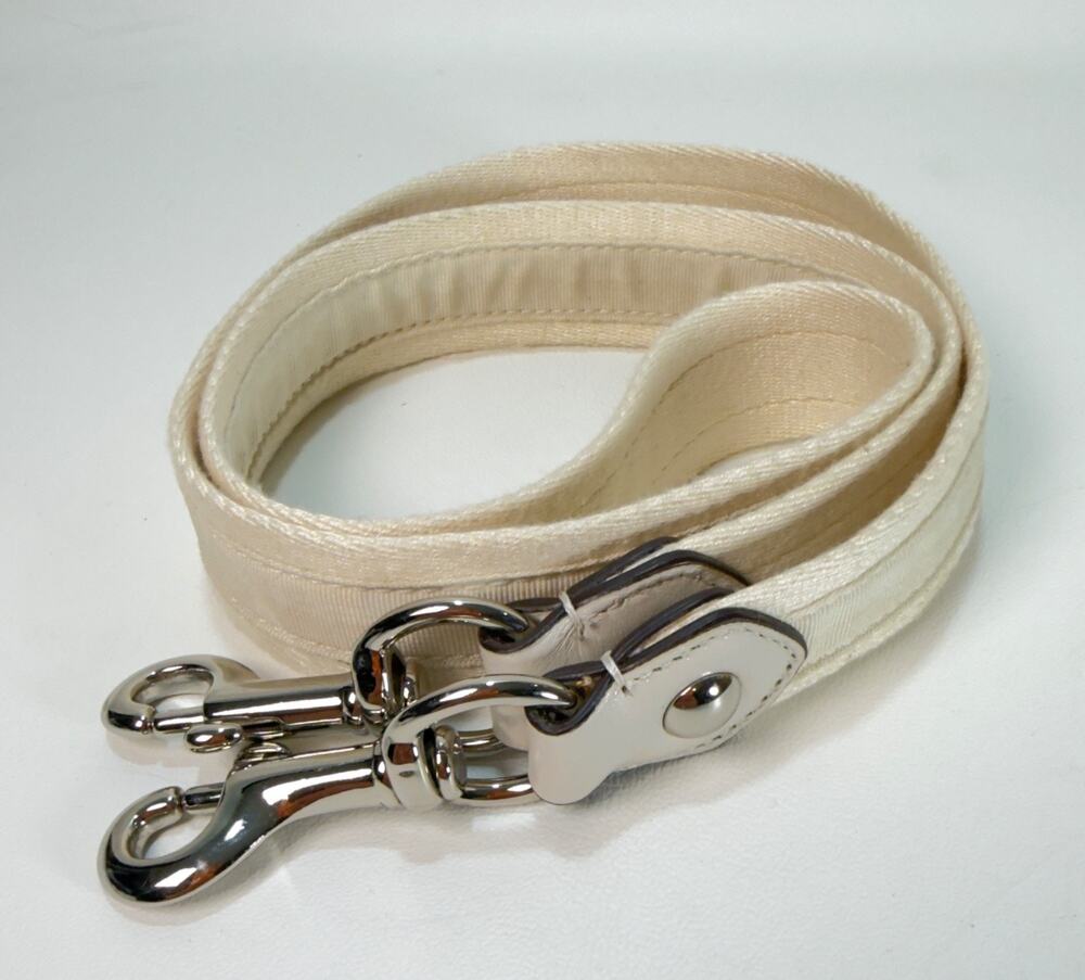 Off White Canvas Woven Fabric Replacement Handbag Shoulder Strap Silver Hardware